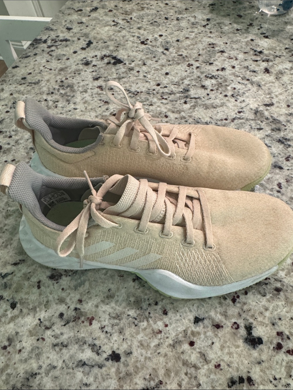 Light Pink Women's Knit Lace-Up Adidas Sneakers